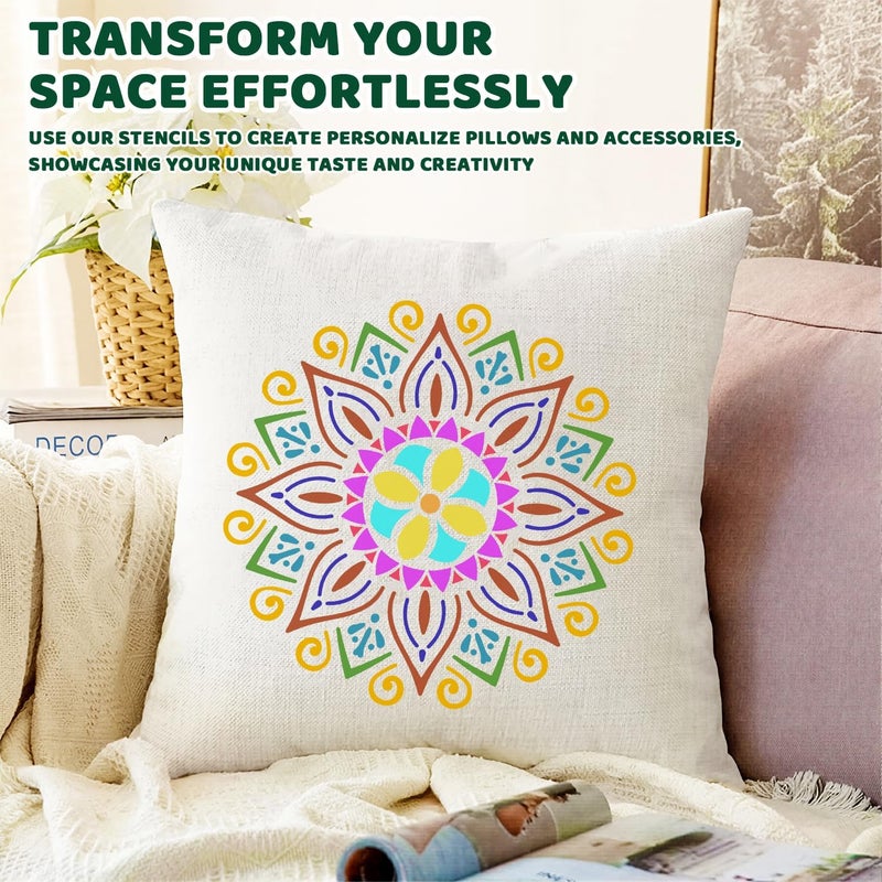 Resflyar 16 PCS Reusable Stencils, Mandala Stencils Mandala Dot Painting Templates Stencil for Painting DIY Art Scrapbook Fabric Furniture on Wood Floor Wall Tile, 6 x 6 Inch - Image 3